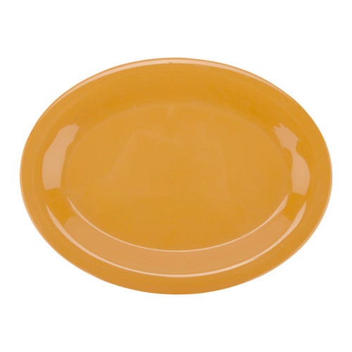 G.E.T - Diamond Mardi Gras 9.75" x 7.25" Tropical Yellow Oval Platter (24 Per Case) - OP-950-TY