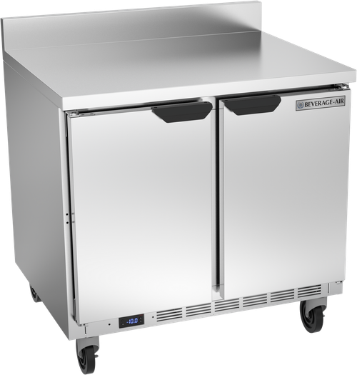 Beverage-Air - 36" Mobile Worktop Freezer w/ 2 Solid Swing Doors & Foamed-In Backsplash - WTF36AHC-FIP