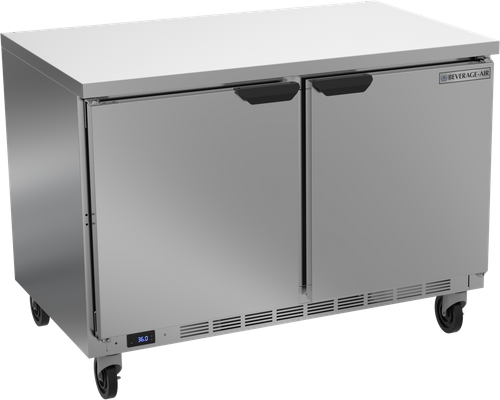 Beverage-Air - 48" Mobile Worktop Refrigerator w/ 2 Solid Swing Doors - WTR48AHC-FLT