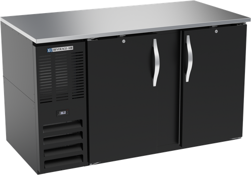 Beverage-Air - 58" Black Back Bar w/ 2 Solid Swing Doors - BB58HC-B