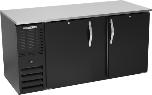 Beverage-Air - 68" Black Back Bar w/ 2 Solid Swing Doors - BB68HC-B