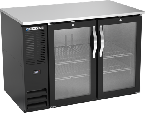 Beverage-Air - 48" Black Back Bar Refrigerator w/ 2 Glass Swing Doors - BB48HC-G-B