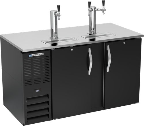 Beverage-Air - 58" Black Triple Tap Kegerator w/ 2 Solid Swing Doors - DD58HC-B