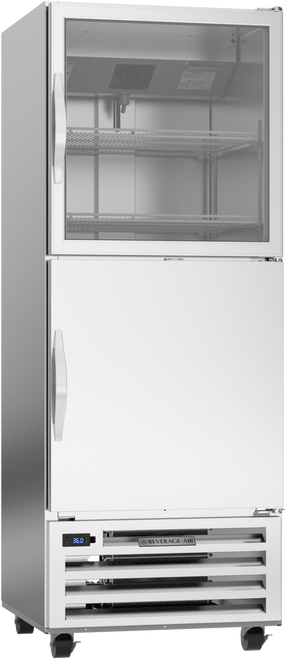 Beverage-Air - 27" RI Series Stainless Steel Reach-In Refrigerator w/ Half Glass & Half Solid Swing Doors - RI18HC-HGS