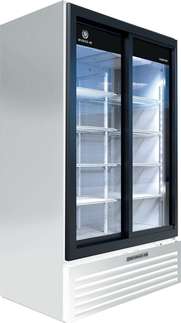 Beverage-Air - 54" Marketeer White Merchandiser w/ 2 Sliding Glass Doors - MT53-1-SDW