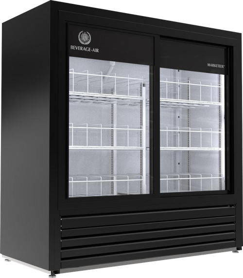 Beverage-Air - 47" Marketeer Black Merchandiser w/ 2 Sliding Glass Doors - MT41-48-1-SDB