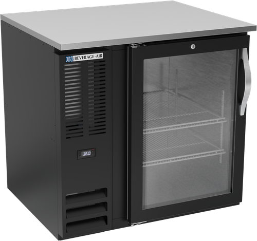 Beverage-Air - 36" Black Food Rated Back Bar w/ 1 Glass Swing Door - BB36HC-FG-B
