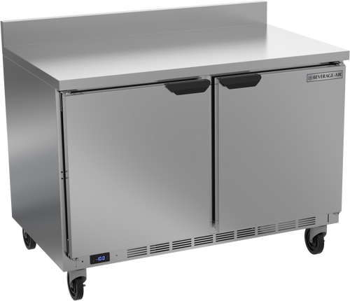Beverage-Air - 48" Mobile Worktop Freezer w/ 2 Solid Swing Doors & Foamed-In Backsplash - WTF48AHC-FIP