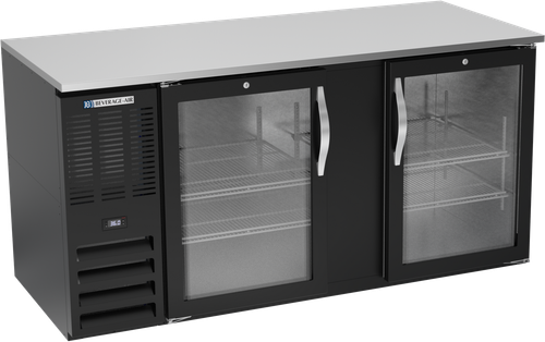 Beverage-Air - 68" Black Back Bar w/ 2 Glass Swing Doors - BB68HC-G-B