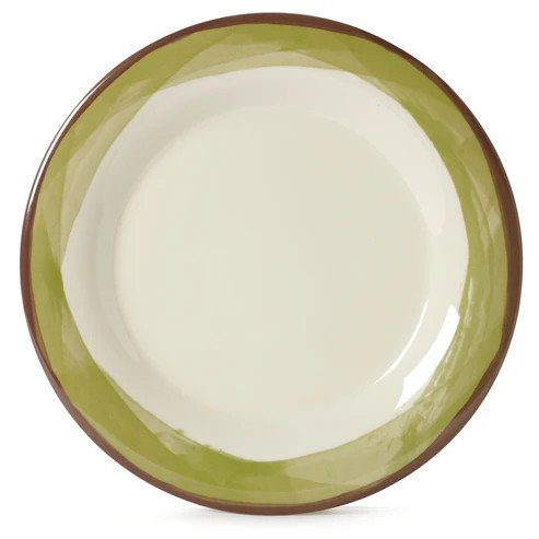 G.E.T - Kanello 10.5" Diamond Ivory Plate W/ Green Wide Rim (12 Per Case) - WP10DIKNG