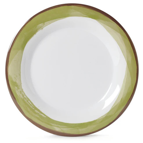 G.E.T - Kanello 10.5" Diamond White Plate W/ Green Wide Rim (12 Per Case) - WP-10-DW-KNG