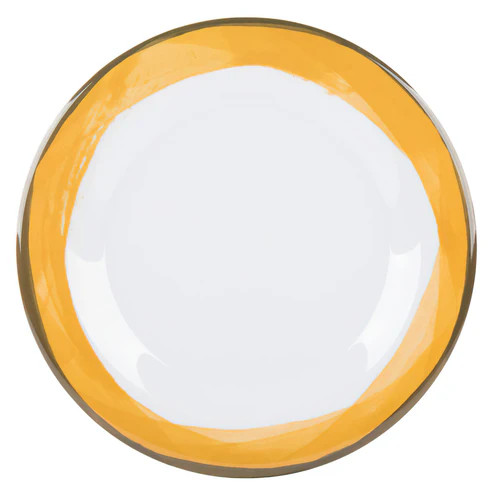G.E.T - Kanello 10.5" Diamond White Plate W/ Yellow Wide Rim (12 Per Case) - WP-10-DW-KNY