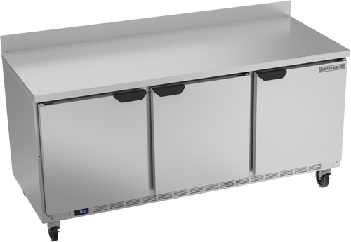 Beverage-Air - 72" Mobile Worktop Refrigerator w/ 3 Solid Swing Doors - WTR72AHC