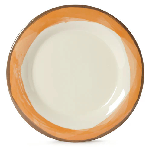 G.E.T - Kanello 9" Diamond Ivory Plate W/ Orange Wide Rim (24 Per Case) - WP-9-DI-KNO