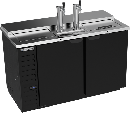 Beverage-Air - 59" Black Two Tower Kegerator w/ Single Taps & Club Top - DD58HC-C-B