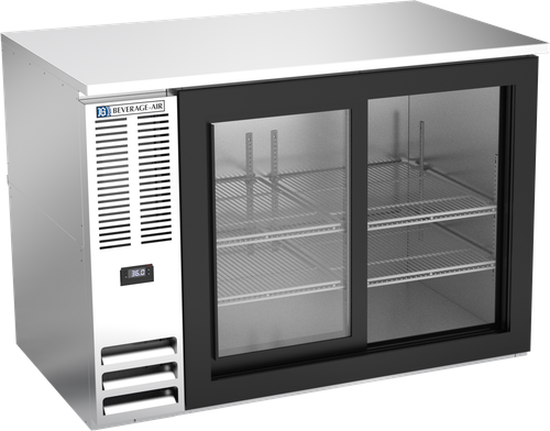 Beverage-Air - 48" Stainless Steel Food Rated Back Bar w/ 2 Sliding Glass Doors - BB48HC-F-GS-S