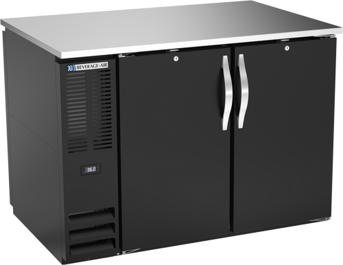 Beverage-Air - 48" Black Food Rated Pass-Thru Back Bar Refrigerator w/ 4 Solid Swing Doors - BB48HC-F-PT-B