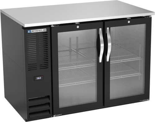 Beverage-Air - 48" Black Food Rated Back Bar Refrigerator w/ 2 Glass Swing Doors - BB48HC-FG-B
