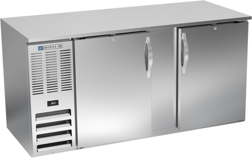 Beverage-Air - 68" Stainless Steel Food Rated Back Bar Refrigerator w/ 2 Solid Swing Doors - BB68HC-F-S