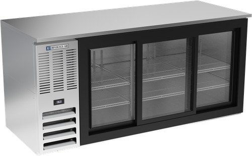Beverage-Air - 72" Stainless Steel Food Rated Back Bar Refrigerator w/ 3 Sliding Glass Doors - BB72HC-F-GS-S