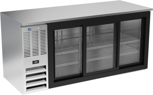 Beverage-Air - 72" Stainless Steel Back Bar Refrigerator w/ 3 Sliding Glass Doors - BB72HC-GS-S