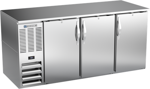 Beverage-Air - 72" Stainless Steel Back Bar w/ 3 Solid Swing Doors - BB72HC-S