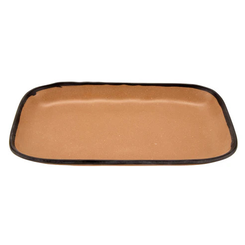 G.E.T - Pottery Market Matte 12" x 7.5" Speckled Taupe Rectangular Dinner Plate (12 Per Case) - CS-1170-TP