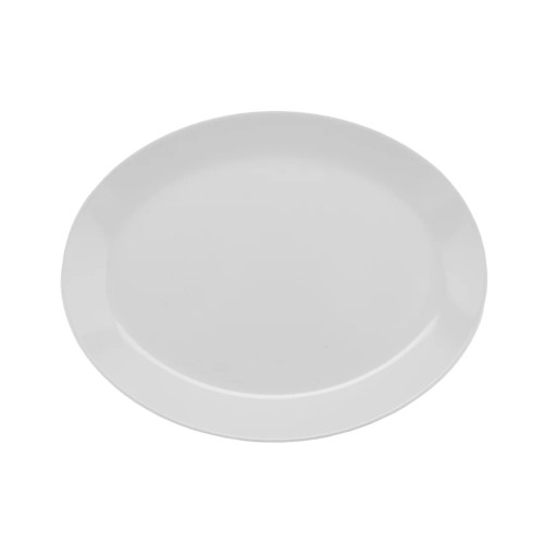 G.E.T - Settlement 14" x 10.75" American White Oval Coupe Platter (12 Per Case) - OP-1411-AW
