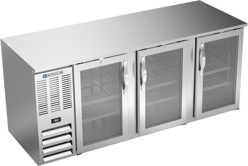 Beverage-Air - 78" Stainless Steel Back Bar w/ 3 Glass Swing Doors - BB78HC-G-S