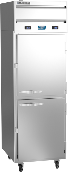 Beverage-Air - 26" Cross Temp Stainless Steel Refrigerator/Freezer w/ 2 Solid Swing Half Doors - CT12-12HC-1HS