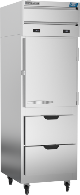 Beverage-Air - 26" Cross Temp Stainless Steel Refrigerator/Freezer w/ 1 Solid Swing Half Door & 2 Drawers - CT12-12HC-1HSD