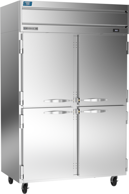 Beverage-Air - 52" Cross Temp Stainless Steel Refrigerator/Freezer w/ 4 Solid Swing Half Doors - CT2HC-1HS