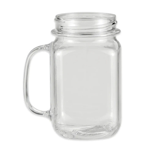G.E.T - Specialty Drinkware 16 oz Plastic Mason Jar W/ Handle (24 Per Case) - MAS-3-CL