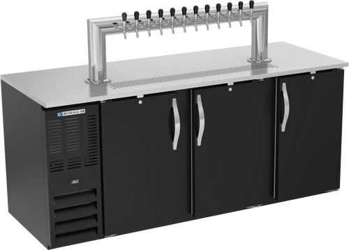 Beverage-Air - 78" Black 12 Tap Kegerator w/ 3 Solid Swing Doors - DD78HC-B-12T