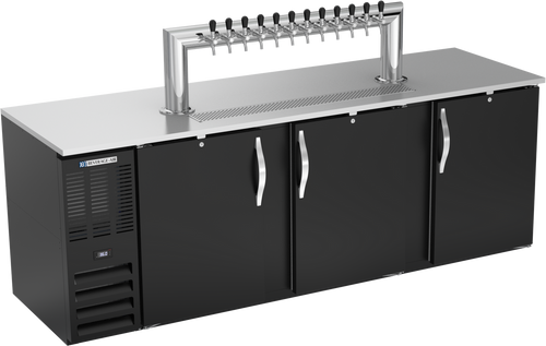 Beverage-Air - 94" Black 12 Tap Kegerator w/ 3 Solid Swing Doors - DD94HC-B-12T