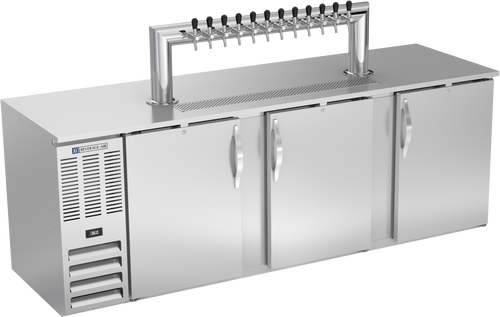 Beverage-Air - 94" Stainless Steel 12 Tap Kegerator w/ 3 Solid Swing Doors - DD94HC-S-12T