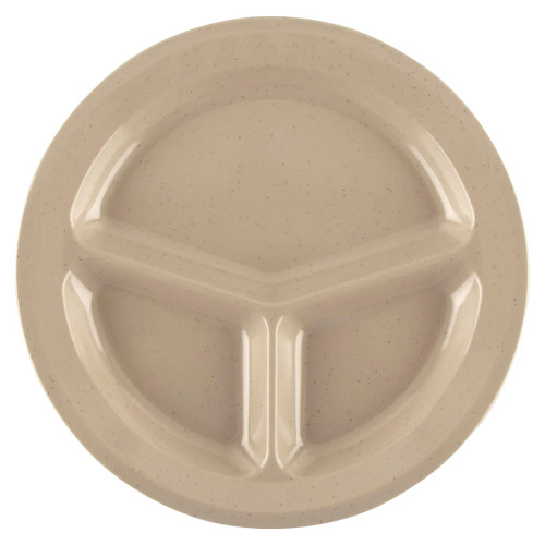 G.E.T - SuperMel 11" Sandstone 3-Compartment Plate (12 Per Case) - CP-532-S
