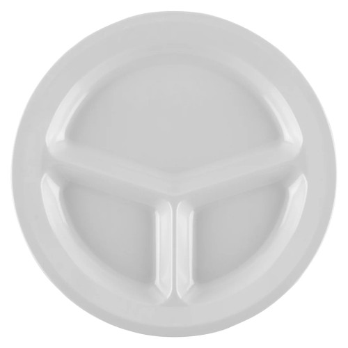 G.E.T - SuperMel 11" White 3-Compartment Plate (12 Per Case) - CP-532-W