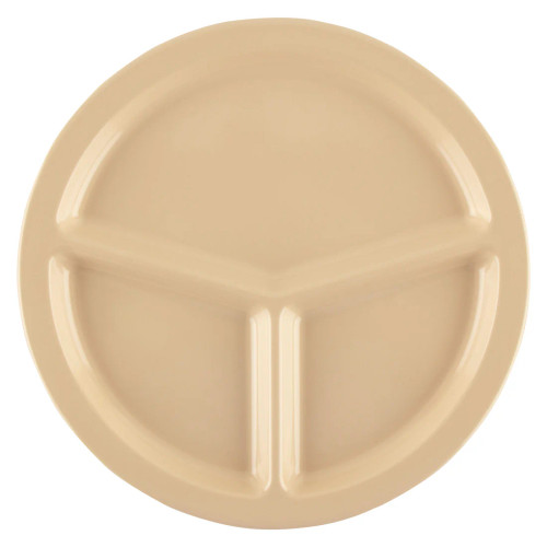 G.E.T - SuperMel 10" Tan 3-Compartment Plate (12 Per Case) - CP-533-T