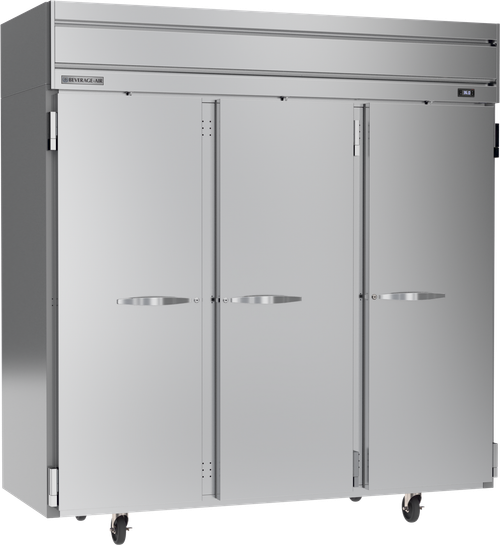 Beverage-Air - 78" Horizon Stainless Steel Reach-In Refrigerator w/ 3 Solid Swing Doors - HR3HC-1S