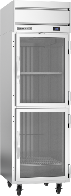 Beverage-Air - 26" Horizon Stainless Steel Reach-In Refrigerator w/ 2 Glass Swing Half Doors - HRP1HC-1HG