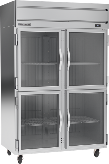 Beverage-Air - 52" Horizon Stainless Steel Reach-In Refrigerator w/ 4 Glass Swing Half Doors - HRP2HC-1HG