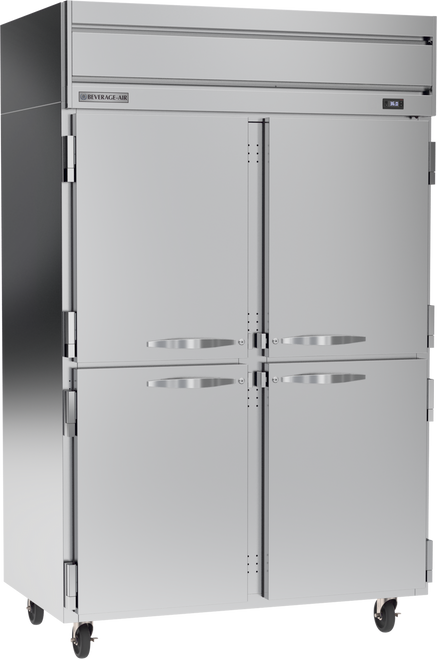Beverage-Air - 52" Horizon Stainless Steel Reach-In Refrigerator w/ 4 Solid Swing Half Doors - HRP2HC-1HS