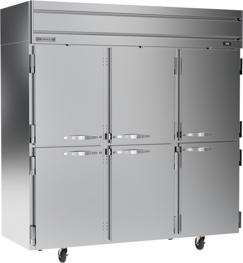 Beverage-Air - 78" Horizon Stainless Steel Reach-In Refrigerator w/ 6 Solid Swing Half Doors - HRP3HC-1HS