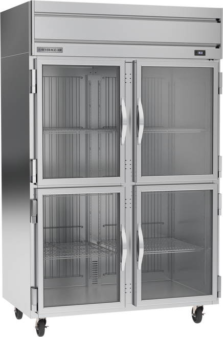 Beverage-Air - 52" Horizon Stainless Steel Reach-In Refrigerator w/ 4 Glass Swing Half Doors - HRPS2HC-1HG