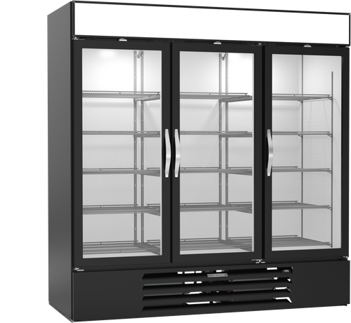 Beverage-Air - 75" MarketMax Black Merchandiser Freezer w/ 3 Swing Glass Doors - MMF72HC-1-B