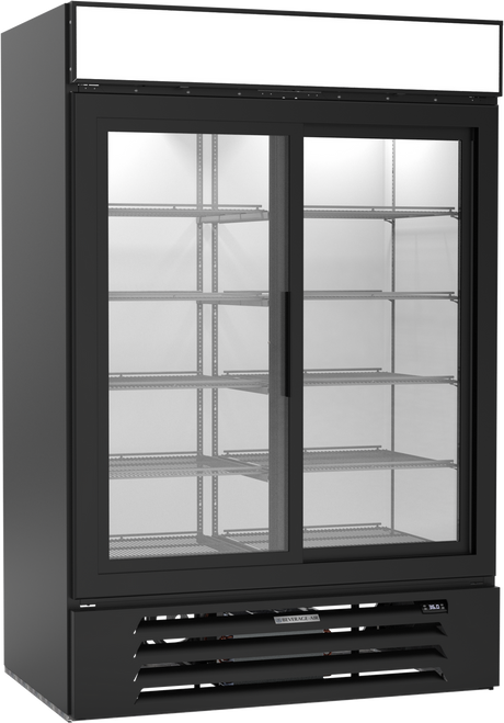 Beverage-Air - 52" MarketMax Black Merchandiser Refrigerator w/ 2 Sliding Glass Doors - MMR45HC-1-B