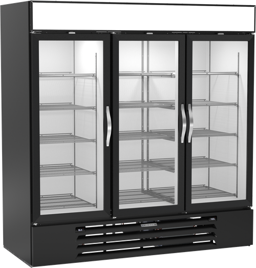 Beverage-Air - 75" MarketMax Black Merchandiser Refrigerator/Freezer w/ 3 Swing Glass Doors - MMRF72HC-1-B-BW