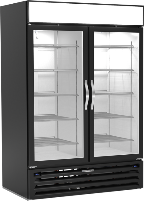 Beverage-Air - 52" MarketMax Black Dual Temp Wine Refrigerator w/ 2 Swing Glass Doors - MMRR49HC-1-A-BW-WINE