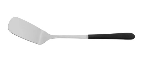 G..E.T - 12.5" Stainless Steel Solid Spatula W/ Mirror Finish & Cool-Grip Handle (12 Per Case) - BSRIM-80-BK